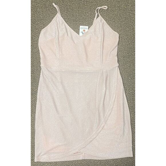 AOOKSMERY Women’s Sexy Glitter Spaghetti Strap Mini Dress Bodycon Peach Size XL - Picture 2 of 4
